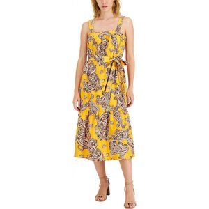 NEW INC International Concepts Printed Midi Sundress Zinnia Combo Yellow 14